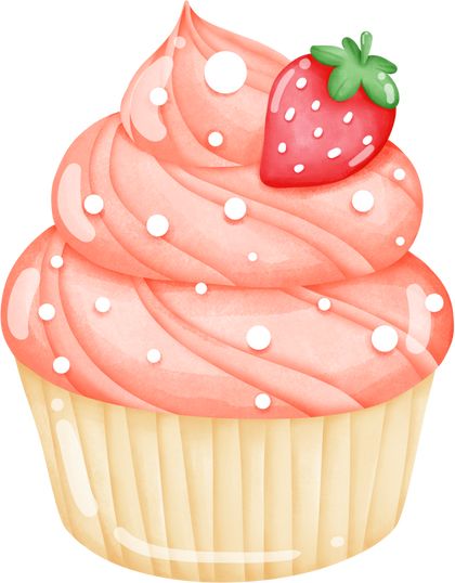 Strawberry cupcake watercolor